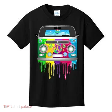 Hippie Van Dripping Rainbow Kids T-Shirt