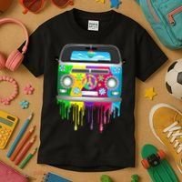 Hippie Van Dripping Rainbow Kids T-Shirt thumb 3