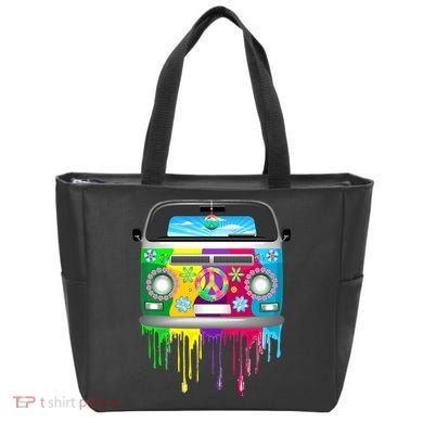 Hippie Van Dripping Rainbow Tote Bag