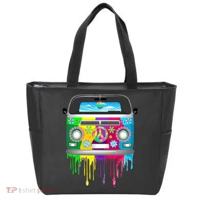 Hippie Van Dripping Rainbow Tote Bag