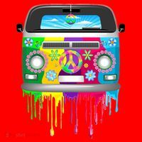 Hippie Van Dripping Rainbow Santa Hat thumb 1