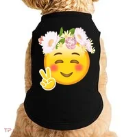Hippy Smiley Face Peace Sign Doggie Tank thumb 0
