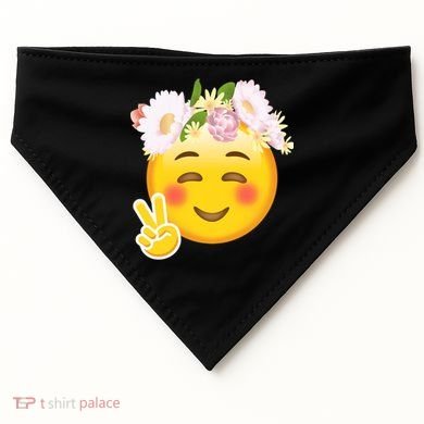 Hippy Smiley Face Peace Sign USA-Made Doggie Bandana