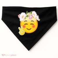 Hippy Smiley Face Peace Sign USA-Made Doggie Bandana thumb 0