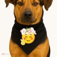 Hippy Smiley Face Peace Sign USA-Made Doggie Bandana thumb 1