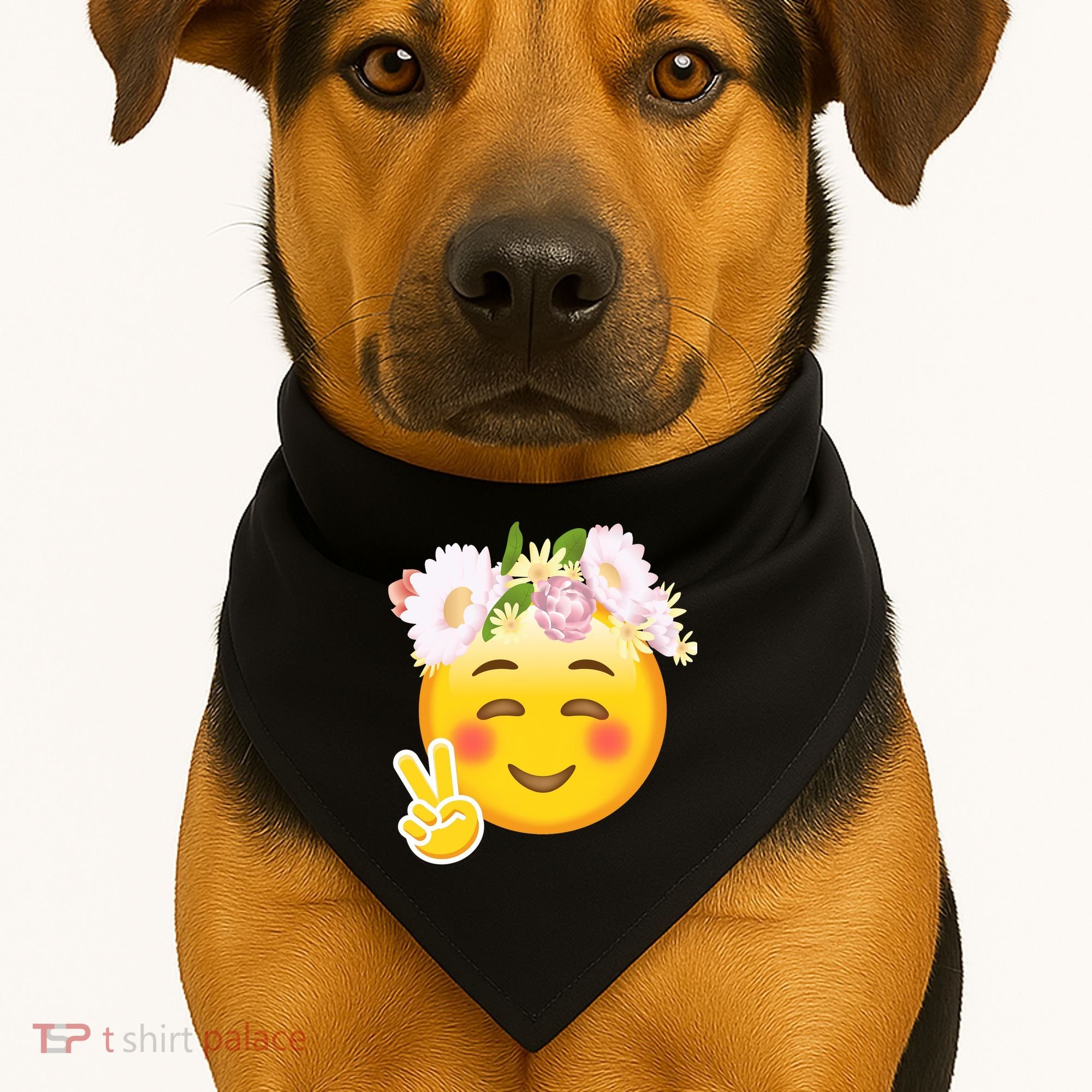 Hippy Smiley Face Peace Sign USA-Made Doggie Bandana