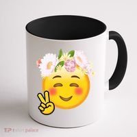 Hippy Smiley Face Peace Sign Coffee Mug thumb 1