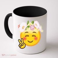 Hippy Smiley Face Peace Sign Coffee Mug thumb 0