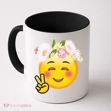 Hippy Smiley Face Peace Sign Coffee Mug