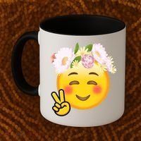 Hippy Smiley Face Peace Sign Coffee Mug thumb 2