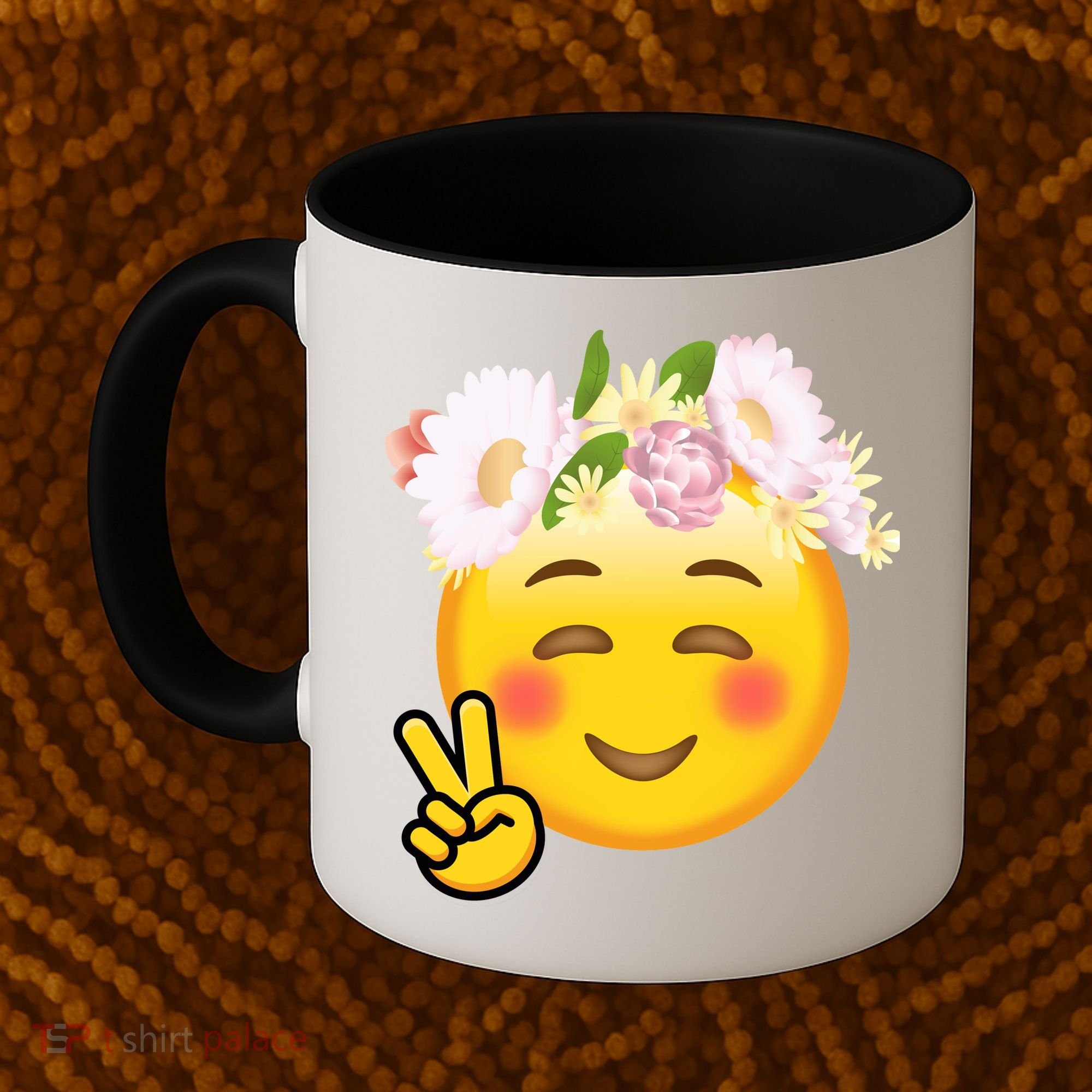 Hippy Smiley Face Peace Sign Coffee Mug