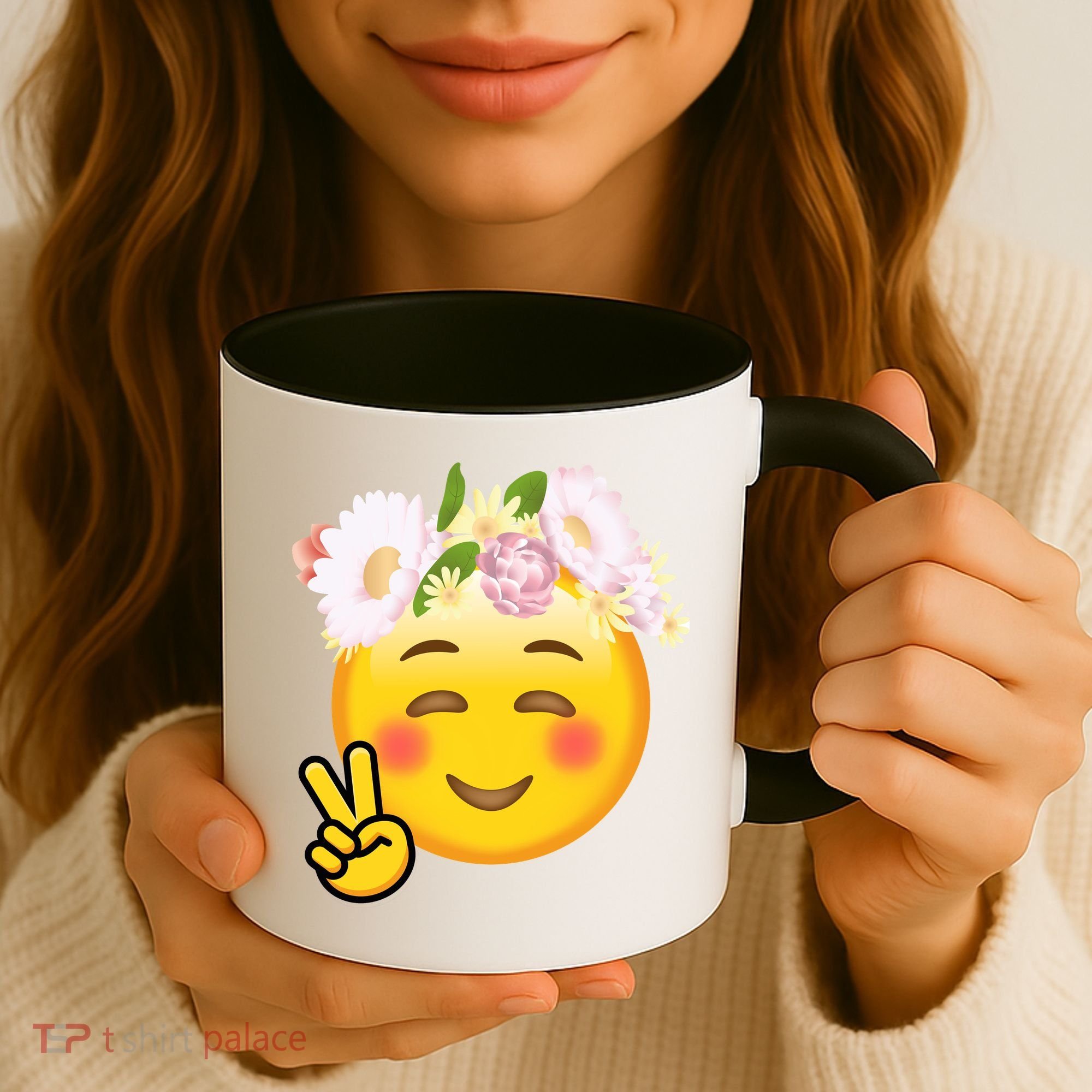 Hippy Smiley Face Peace Sign Coffee Mug