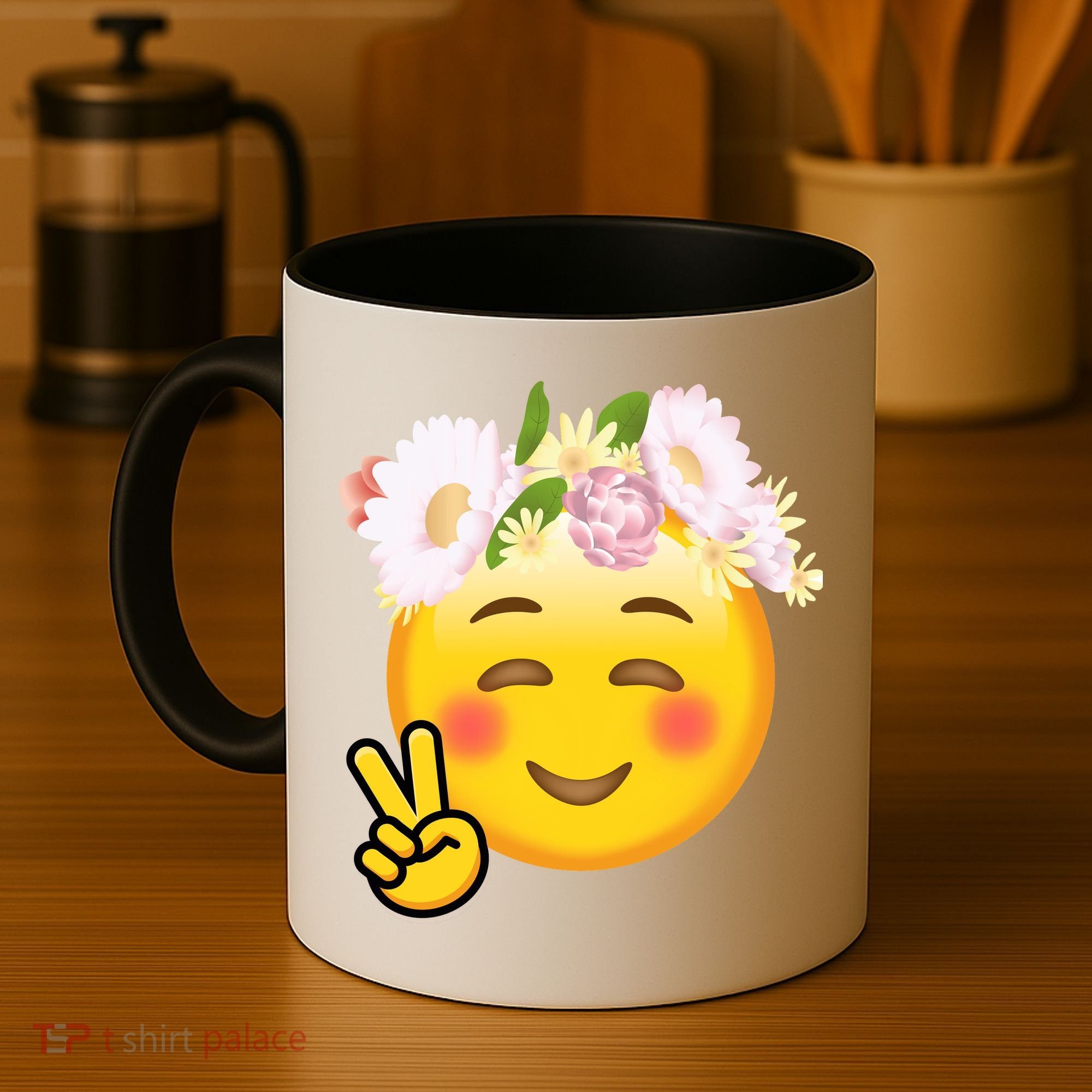 Hippy Smiley Face Peace Sign Coffee Mug