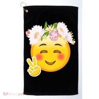 Hippy Smiley Face Peace Sign Golf Towel thumb 0