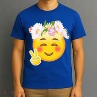 Hippy Smiley Face Peace Sign T-Shirt thumb 3