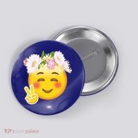 Hippy Smiley Face Peace Sign Button thumb 0
