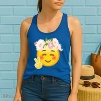 Hippy Smiley Face Peace Sign Women's Tank Top thumb 2