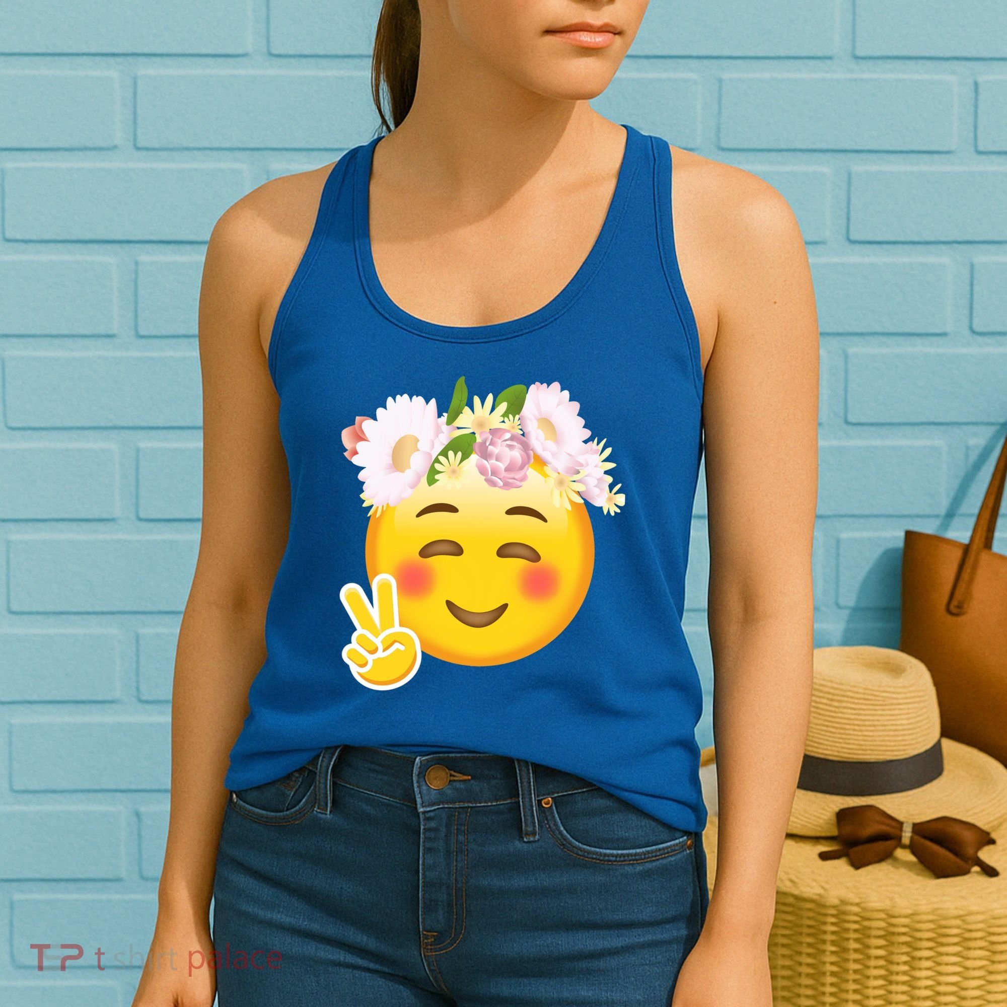 Hippy Smiley Face Peace Sign Women's Tank Top