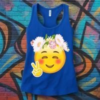 Hippy Smiley Face Peace Sign Women's Tank Top thumb 3