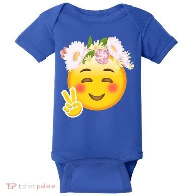 Hippy Smiley Face Peace Sign Baby Bodysuit