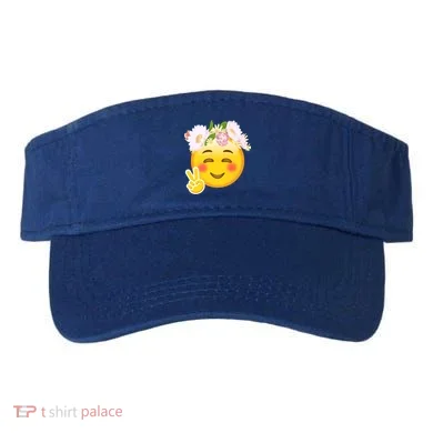 Hippy Smiley Face Peace Sign Visor