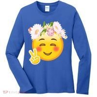 Hippy Smiley Face Peace Sign Women's Long Sleeve Shirt thumb 0