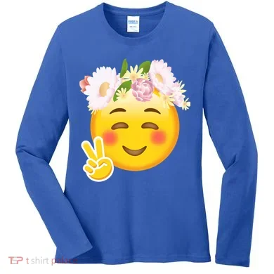 Hippy Smiley Face Peace Sign Women's Long Sleeve Shirt