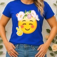 Hippy Smiley Face Peace Sign Women's T-Shirt thumb 2