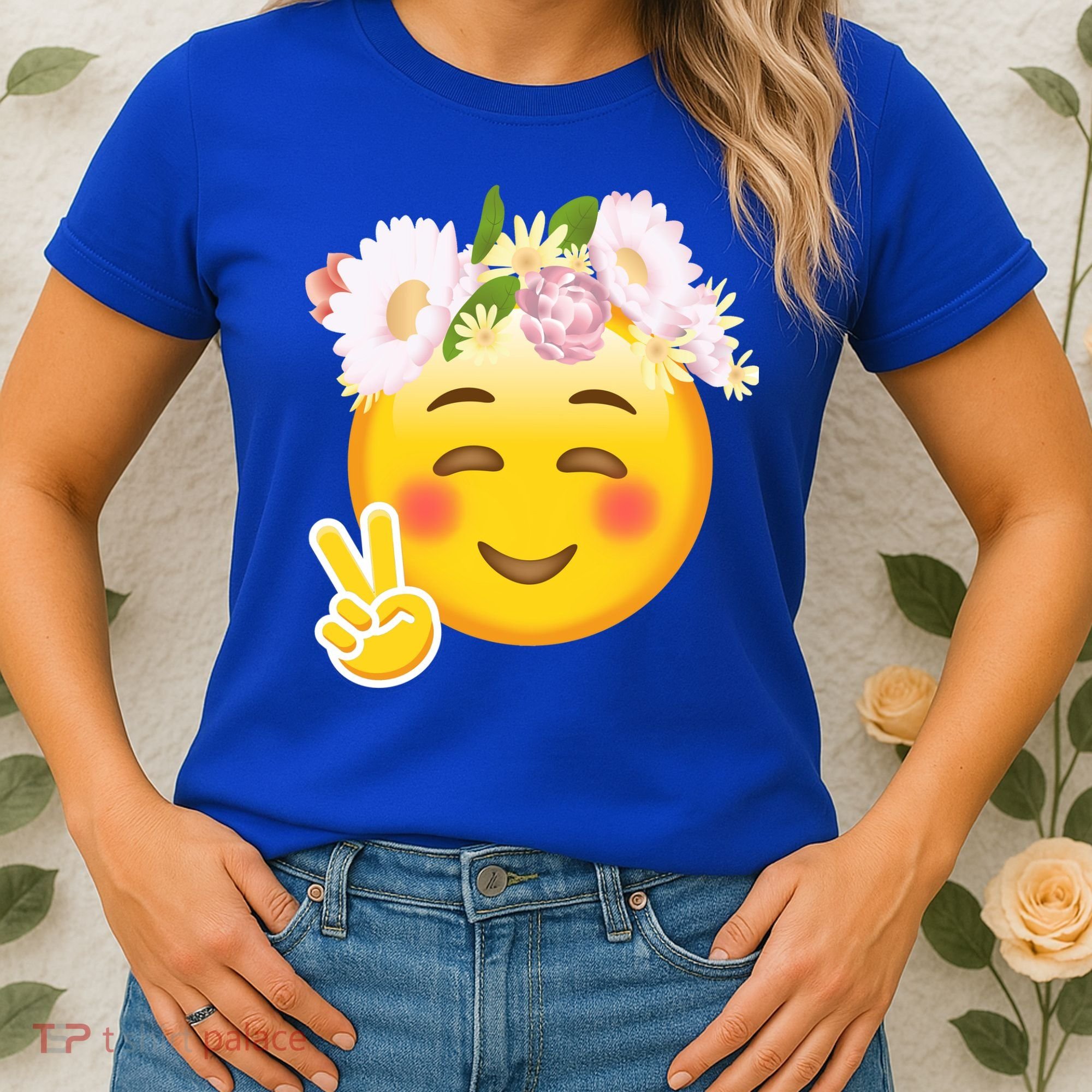 Hippy Smiley Face Peace Sign Women's T-Shirt