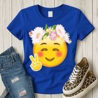 Hippy Smiley Face Peace Sign Women's T-Shirt thumb 3