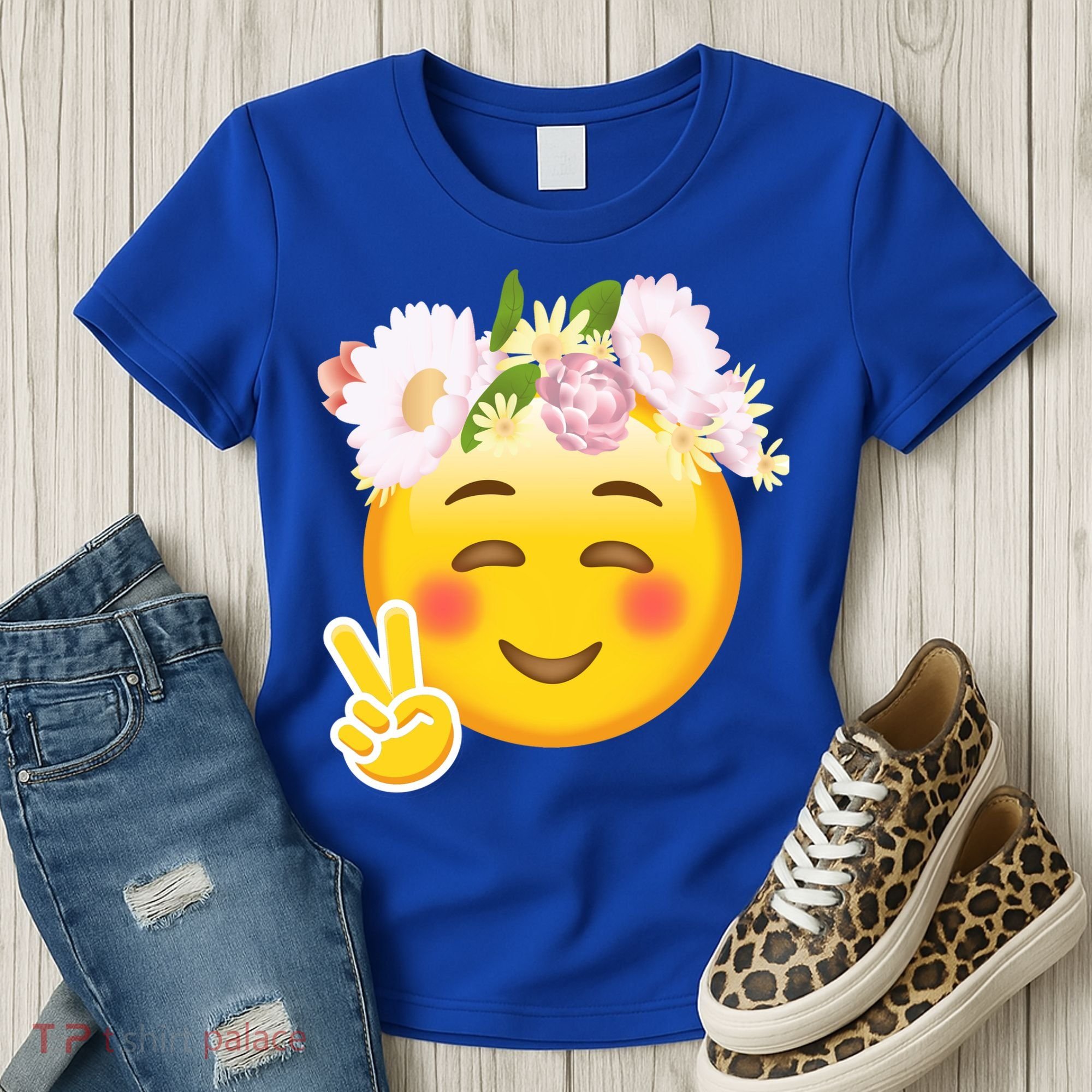 Hippy Smiley Face Peace Sign Women's T-Shirt