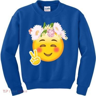 Hippy Smiley Face Peace Sign Kids Sweatshirt