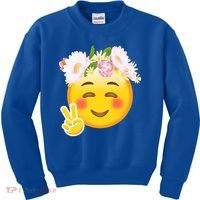 Hippy Smiley Face Peace Sign Kids Sweatshirt thumb 0