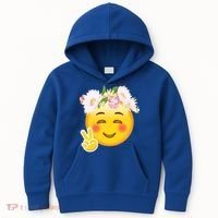 Hippy Smiley Face Peace Sign Kids Hoodie thumb 0