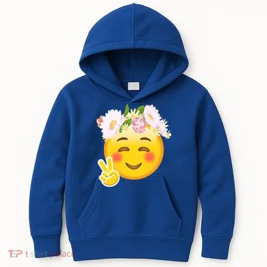 Hippy Smiley Face Peace Sign Kids Hoodie