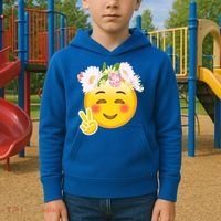 Hippy Smiley Face Peace Sign Kids Hoodie thumb 2