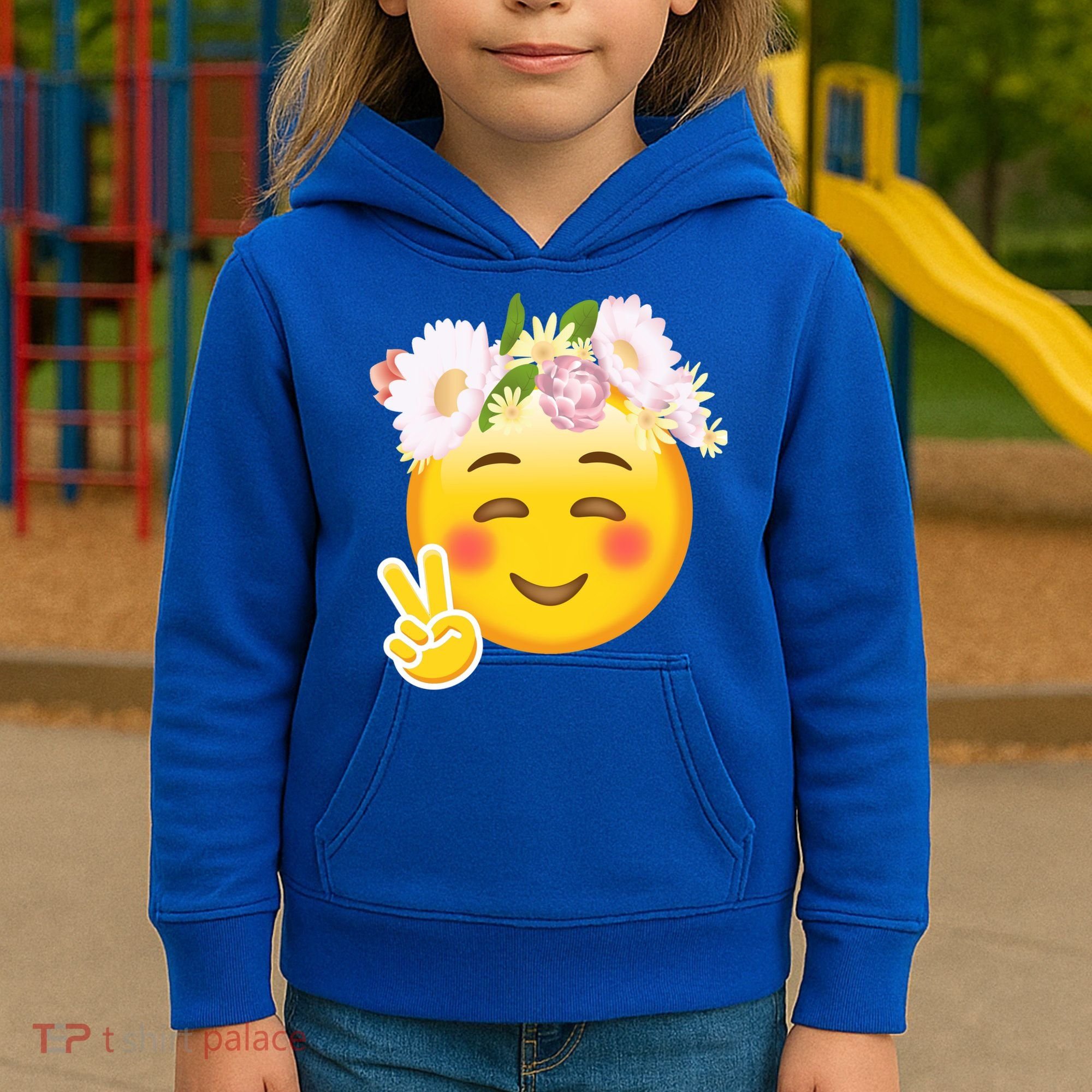 Hippy Smiley Face Peace Sign Kids Hoodie
