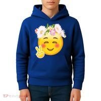 Hippy Smiley Face Peace Sign Kids Hoodie thumb 4