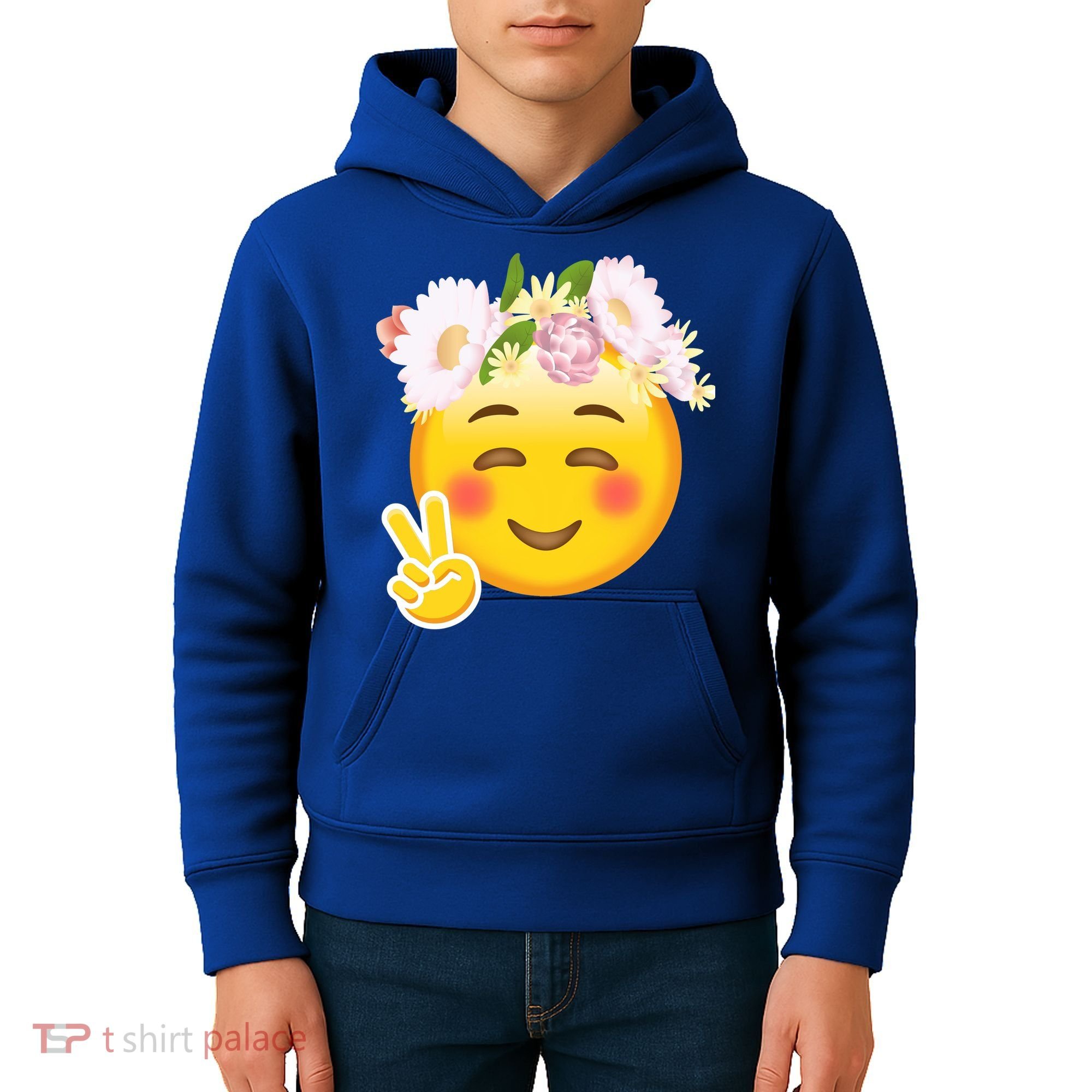 Hippy Smiley Face Peace Sign Kids Hoodie