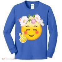 Hippy Smiley Face Peace Sign Kids Long Sleeve Shirt thumb 0