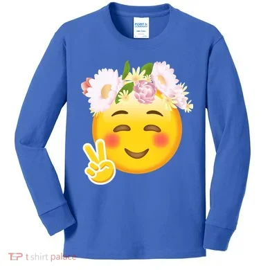 Hippy Smiley Face Peace Sign Kids Long Sleeve Shirt