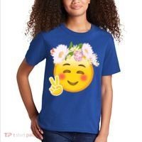 Hippy Smiley Face Peace Sign Kids T-Shirt thumb 2