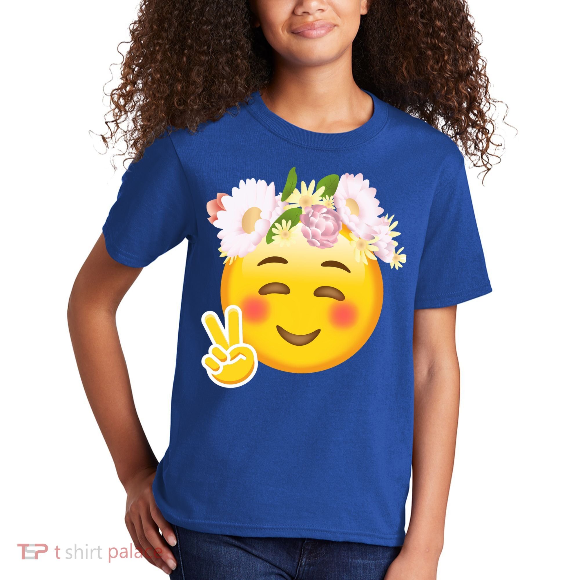 Hippy Smiley Face Peace Sign Kids T-Shirt