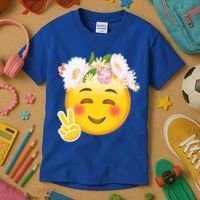 Hippy Smiley Face Peace Sign Kids T-Shirt thumb 3