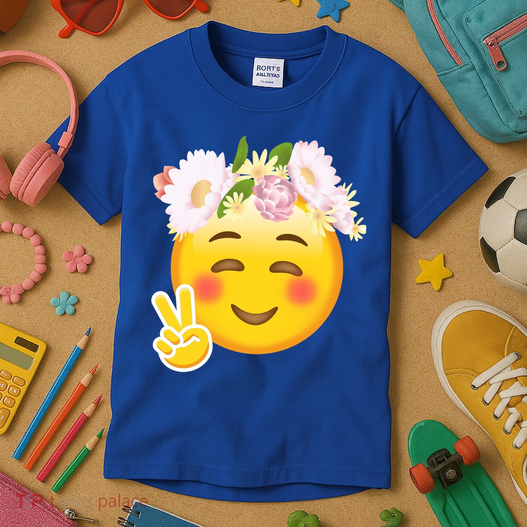 Hippy Smiley Face Peace Sign Kids T-Shirt