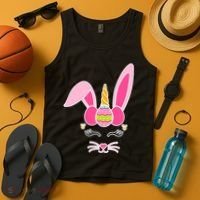 Hipster Bunnycorn Easter Bunny Unicorn Tank Top thumb 4