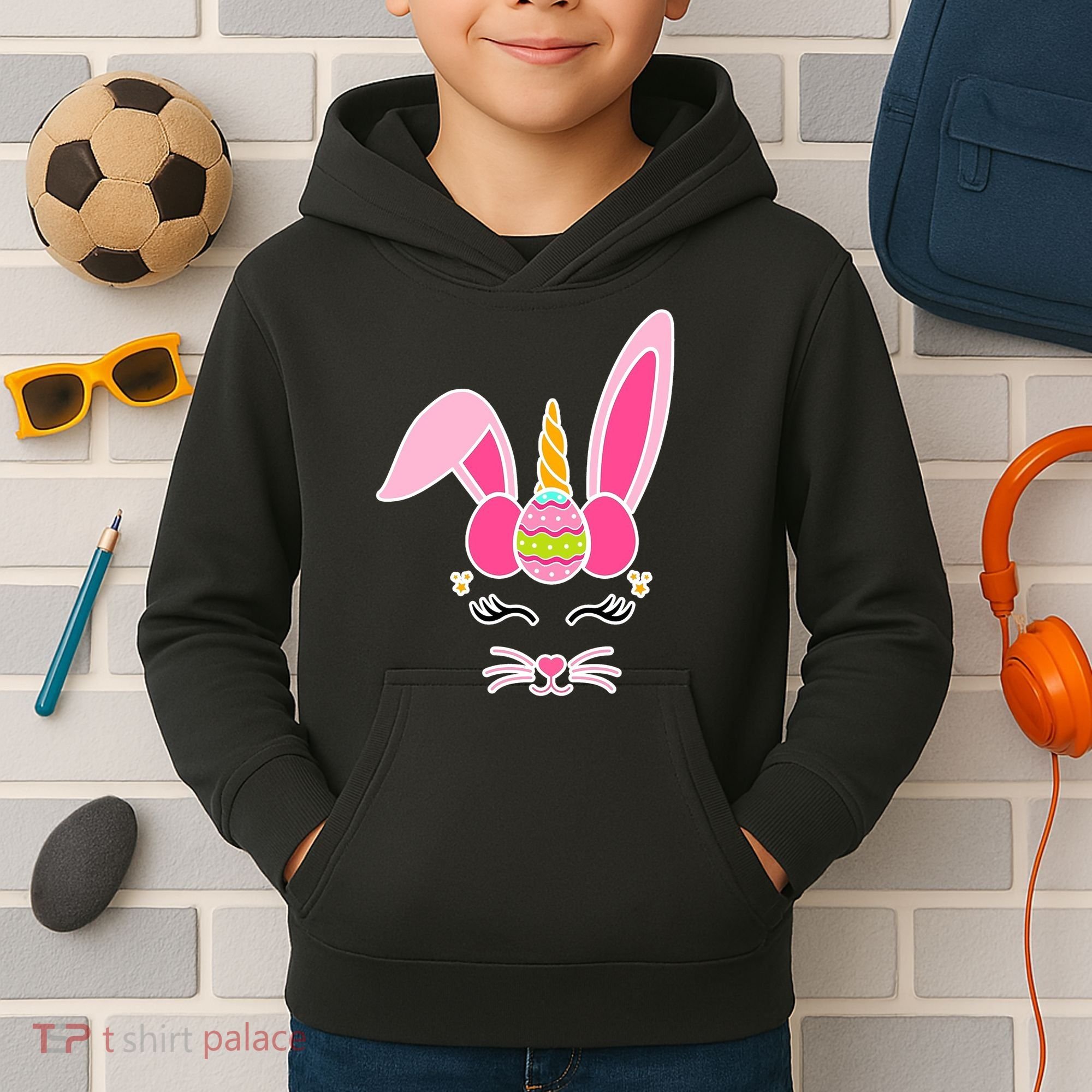 Hipster Bunnycorn Easter Bunny Unicorn Kids Hoodie