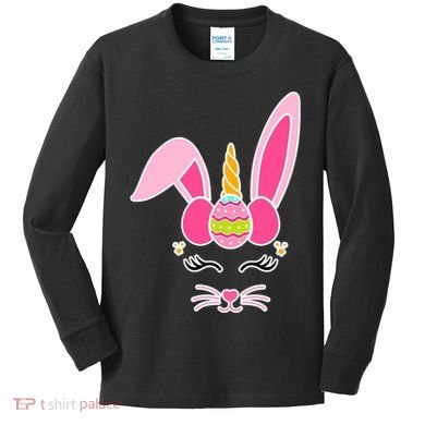 Hipster Bunnycorn Easter Bunny Unicorn Kids Long Sleeve Shirt
