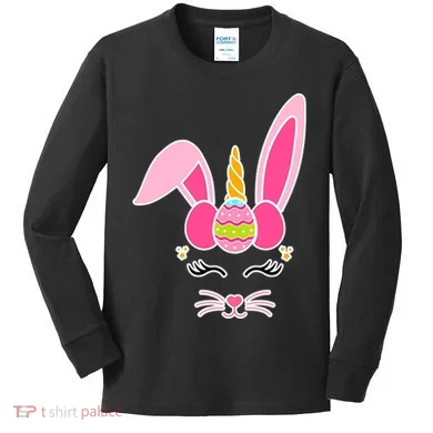 Hipster Bunnycorn Easter Bunny Unicorn Kids Long Sleeve Shirt