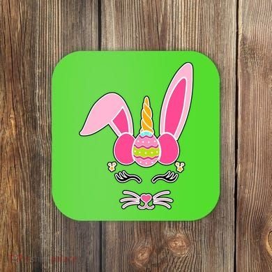 Hipster Bunnycorn Easter Bunny Unicorn Coaster